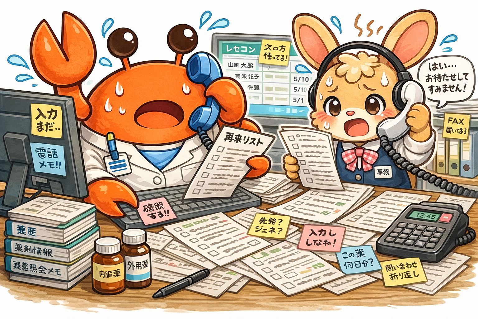 現場の困っているイラスト